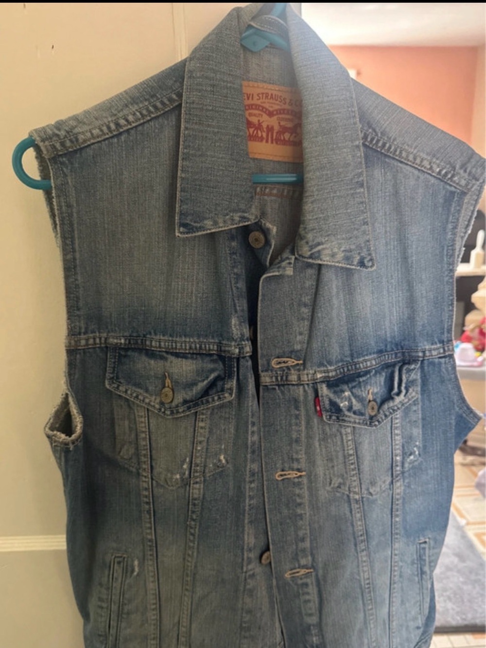 Levi's Men's Washed Blue Denim Vest